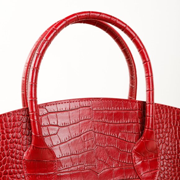 Teddy Blake Kate Red Croco Embossed Leather Handbag - Picture 7 of 11